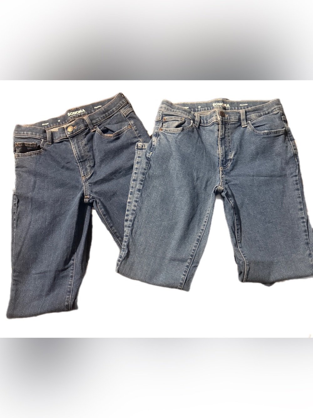 Sonoma Boys Flexwear Straight Jeans Size 18 Bundle - 2 Pairs (Light & Dark Wash)